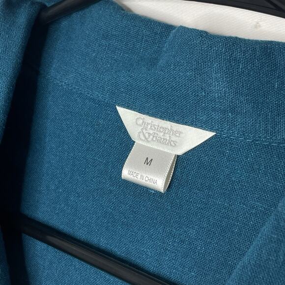 Womens Button Up Top Linen Blend Size M Beach Lagenlook Boho Coastal Lightweight - Picture 4 of 8